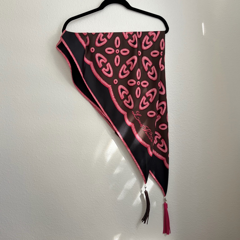 Louis Vuitton Brown, Pink And Black Silk Scarf